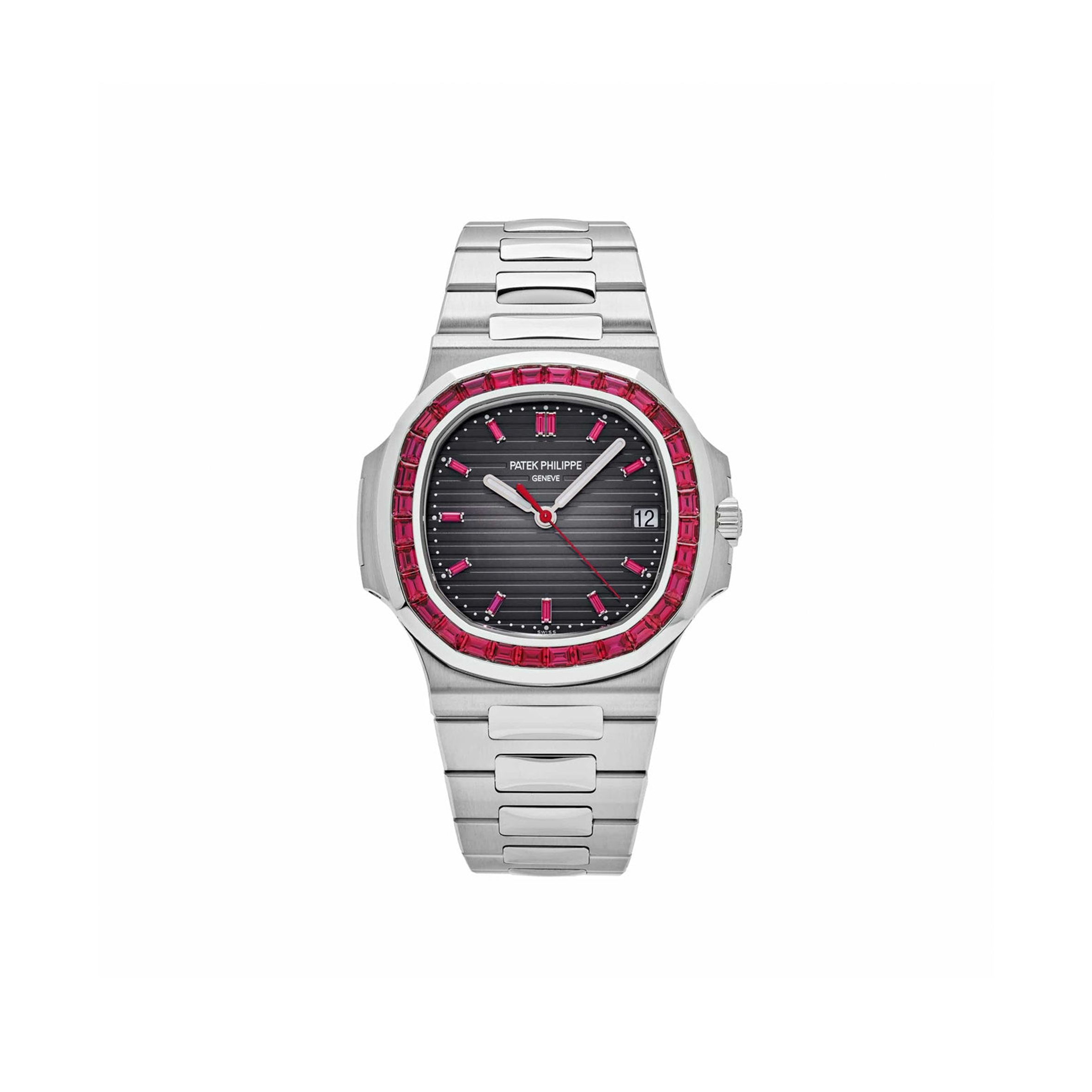 PATEK PHILIPPE NAUTILUS PLATINUM GREY DIAL RUBY BEZEL 5711/112P-001 PATEK PHILIPPE NAUTILUS PLATINUM GREY DIAL RUBY BEZEL 5711/112P-001